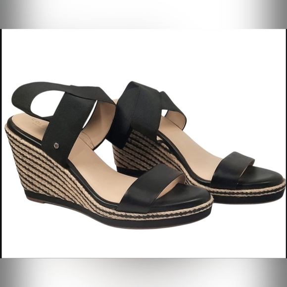 Cole Haan Shoes - Cole Haan Women's Cloudfeel Black Espadrille Wedge Sandals, Size 10B